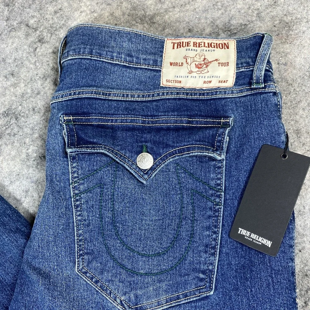 NWT True‎ Religion Rocco Relaxed Skinny Jeans Mens 40x32 Blue Straight Leg Denim